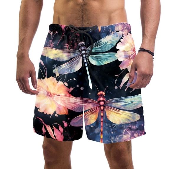 luoweisi Men's Beach Shorts Quick Dry Swim Trunks with Mesh Lining Dragonfly XL
