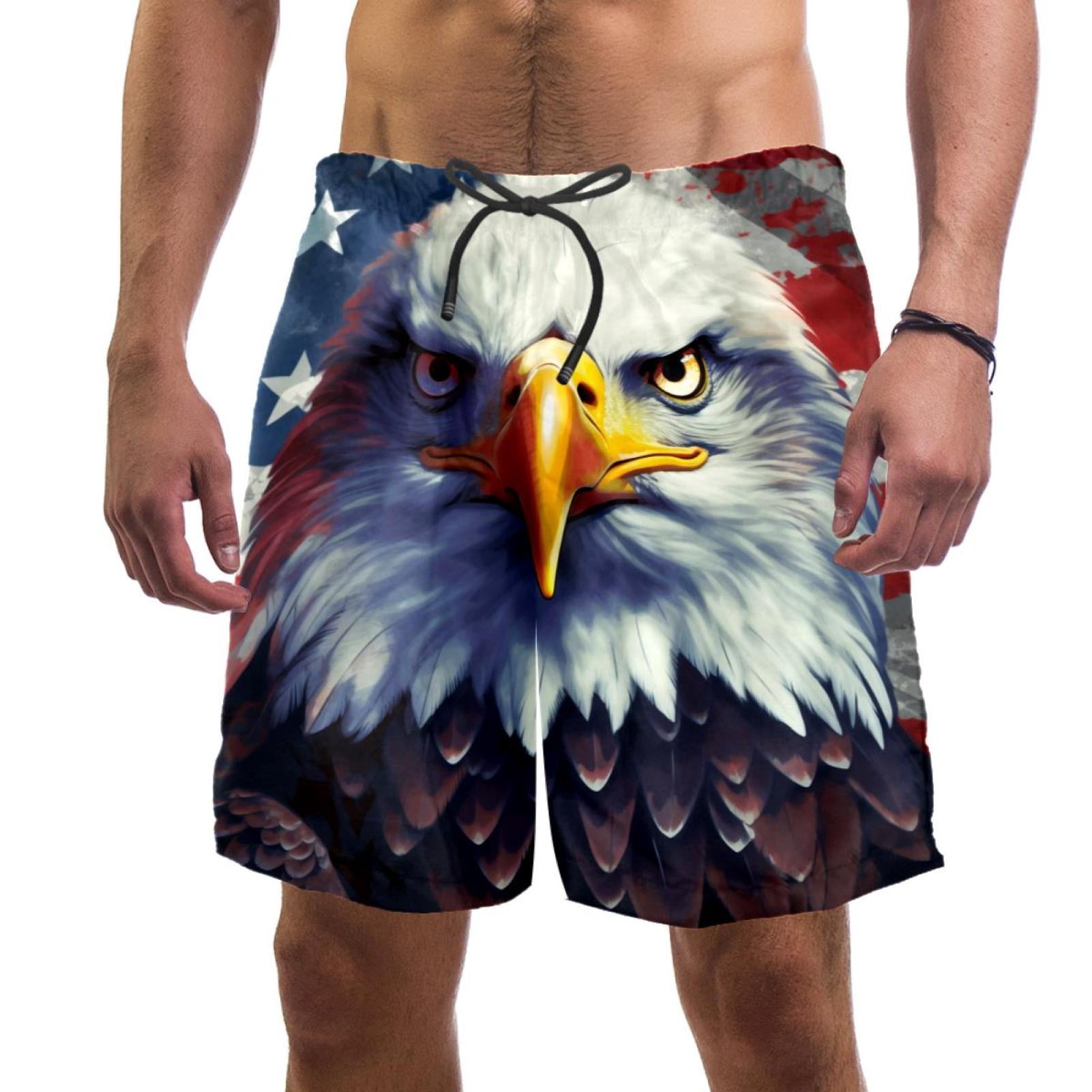 luoweisi Men's Beach Shorts Quick Dry Swim Trunks with Mesh Lining Eagle S