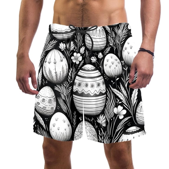 luoweisi Men's Beach Shorts Quick Dry Swim Trunks with Mesh Lining Easter Egg M