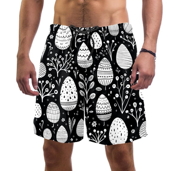 luoweisi Men's Beach Shorts Quick Dry Swim Trunks with Mesh Lining Easter Egg S
