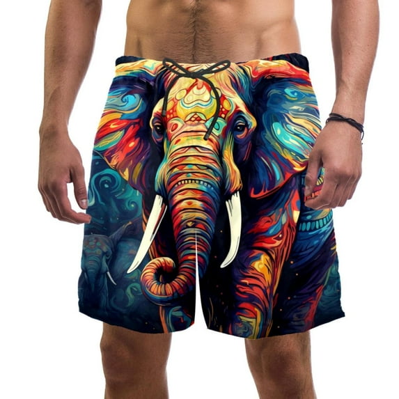 luoweisi Men's Beach Shorts Quick Dry Swim Trunks with Mesh Lining Elephant L
