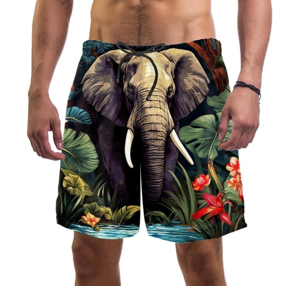 luoweisi Men's Beach Shorts Quick Dry Swim Trunks with Mesh Lining Elephant M