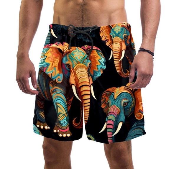 luoweisi Men's Beach Shorts Quick Dry Swim Trunks with Mesh Lining Elephant XL