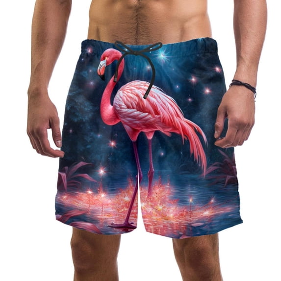 luoweisi Men's Beach Shorts Quick Dry Swim Trunks with Mesh Lining Flamingo 2XL