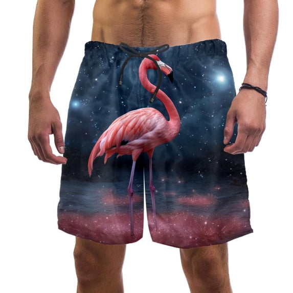 luoweisi Men's Beach Shorts Quick Dry Swim Trunks with Mesh Lining Flamingo L