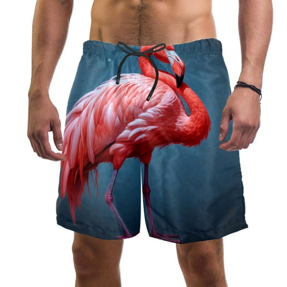 luoweisi Men's Beach Shorts Quick Dry Swim Trunks with Mesh Lining Flamingo S