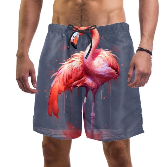 luoweisi Men's Beach Shorts Quick Dry Swim Trunks with Mesh Lining Flamingo XL