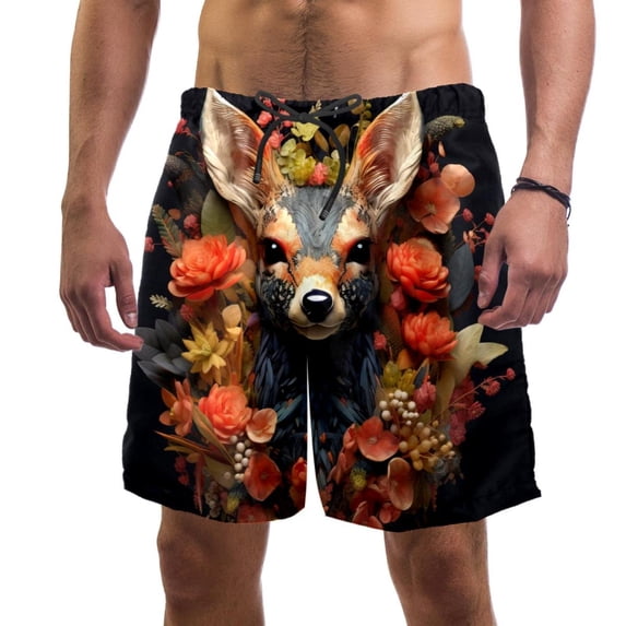 luoweisi Men's Beach Shorts Quick Dry Swim Trunks with Mesh Lining Flower Deer XL
