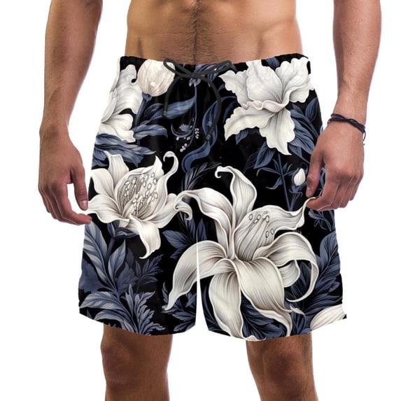 luoweisi Men's Beach Shorts Quick Dry Swim Trunks with Mesh Lining Flower XL