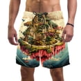 thumbnail image 1 of luoweisi Men's Beach Shorts Quick Dry Swim Trunks with Mesh Lining Forest Castle S, 1 of 5