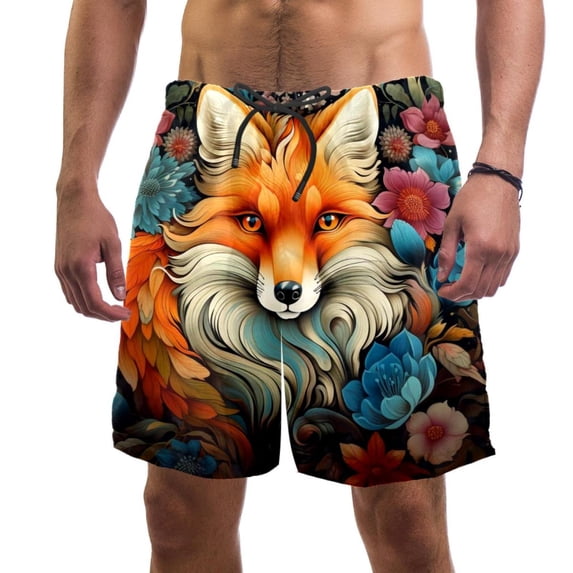 luoweisi Men's Beach Shorts Quick Dry Swim Trunks with Mesh Lining Fox 2XL