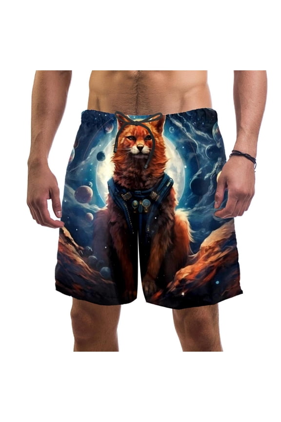 Men's Beach Shorts Quick Dry Swim Trunks with Mesh Lining Fox 2XL