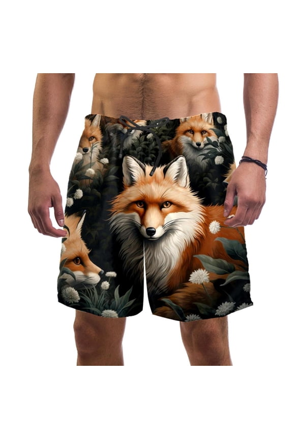 Men's Beach Shorts Quick Dry Swim Trunks with Mesh Lining Fox L