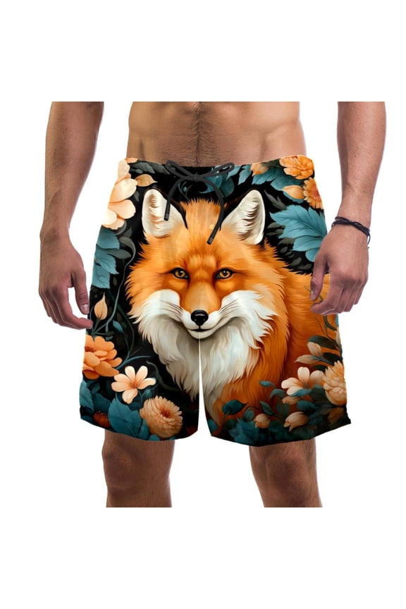 Men's Beach Shorts Quick Dry Swim Trunks with Mesh Lining Fox L
