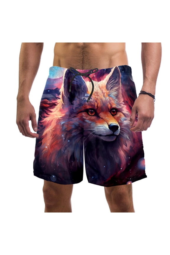 Men's Beach Shorts Quick Dry Swim Trunks with Mesh Lining Fox L