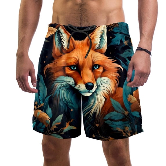 luoweisi Men's Beach Shorts Quick Dry Swim Trunks with Mesh Lining Fox L