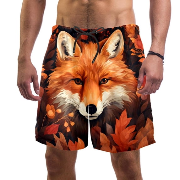 luoweisi Men's Beach Shorts Quick Dry Swim Trunks with Mesh Lining Fox L