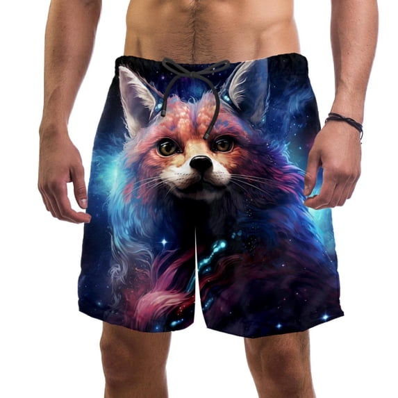 luoweisi Men's Beach Shorts Quick Dry Swim Trunks with Mesh Lining Fox L