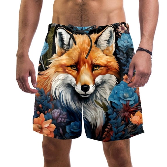 luoweisi Men's Beach Shorts Quick Dry Swim Trunks with Mesh Lining Fox L