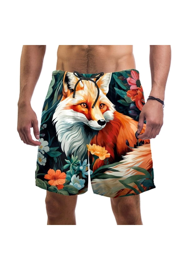 Men's Beach Shorts Quick Dry Swim Trunks with Mesh Lining Fox L