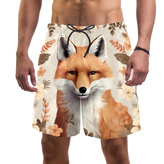 luoweisi Men's Beach Shorts Quick Dry Swim Trunks with Mesh Lining Fox L