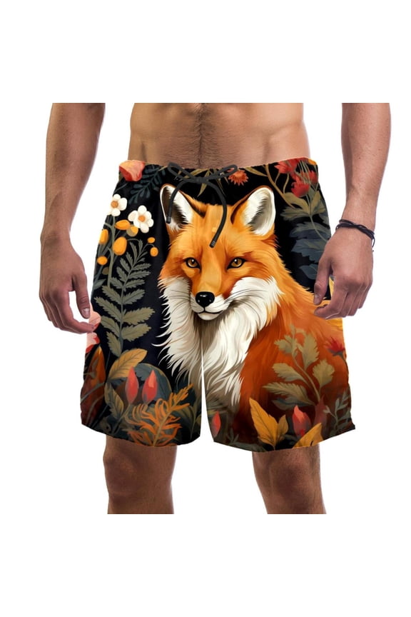Men's Beach Shorts Quick Dry Swim Trunks with Mesh Lining Fox L