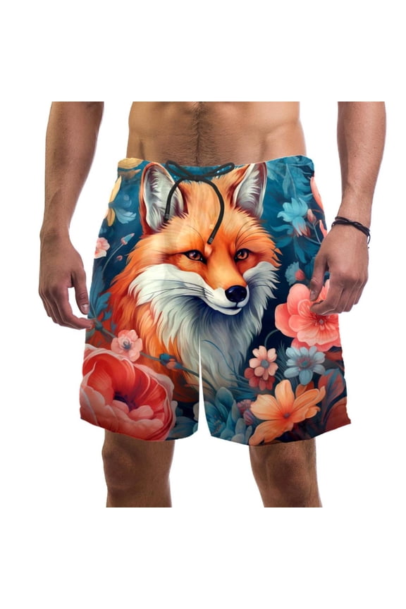 Men's Beach Shorts Quick Dry Swim Trunks with Mesh Lining Fox M