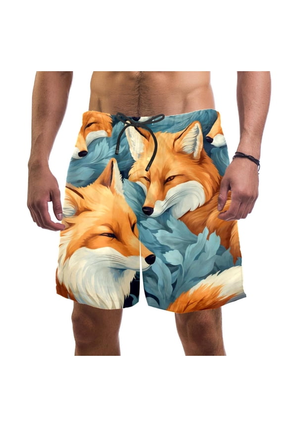 Men's Beach Shorts Quick Dry Swim Trunks with Mesh Lining Fox S