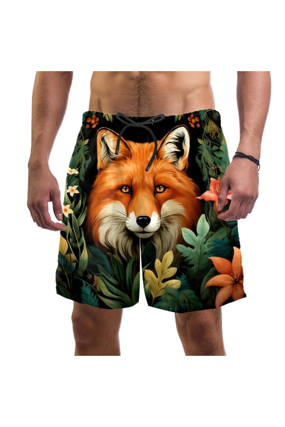 Men's Beach Shorts Quick Dry Swim Trunks with Mesh Lining Fox S