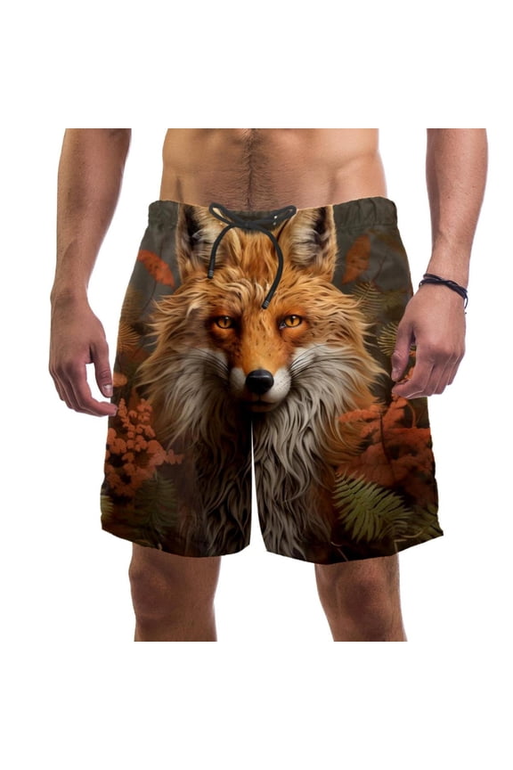 Men's Beach Shorts Quick Dry Swim Trunks with Mesh Lining Fox XL