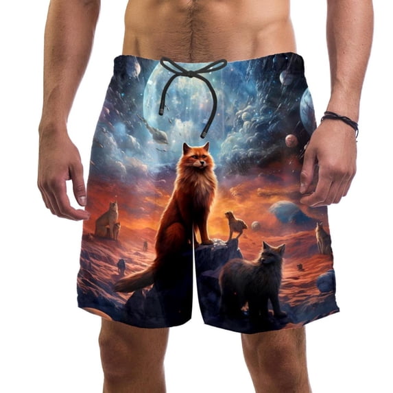 luoweisi Men's Beach Shorts Quick Dry Swim Trunks with Mesh Lining Fox XL