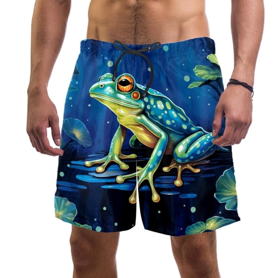 luoweisi Men's Beach Shorts Quick Dry Swim Trunks with Mesh Lining Frog M