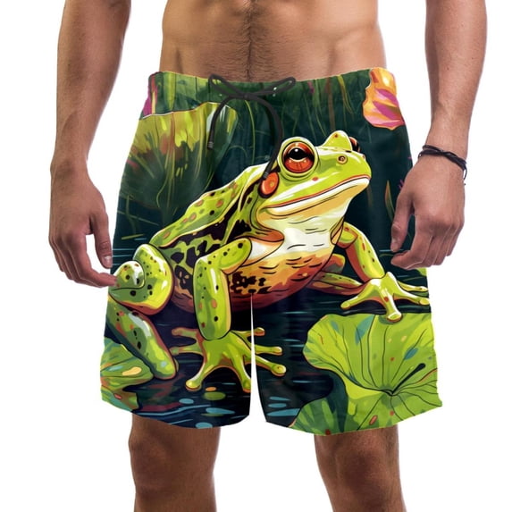 luoweisi Men's Beach Shorts Quick Dry Swim Trunks with Mesh Lining Frog M