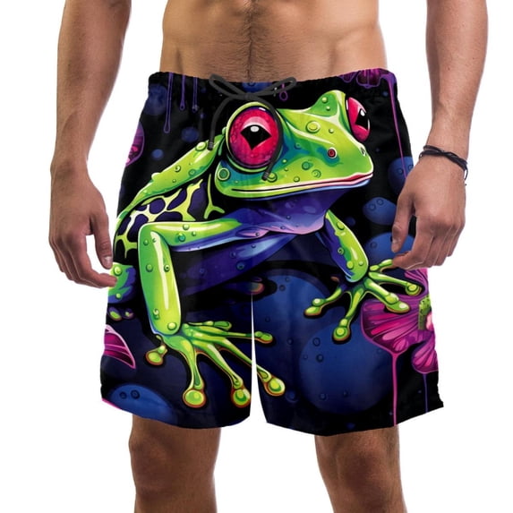 luoweisi Men's Beach Shorts Quick Dry Swim Trunks with Mesh Lining Frog M