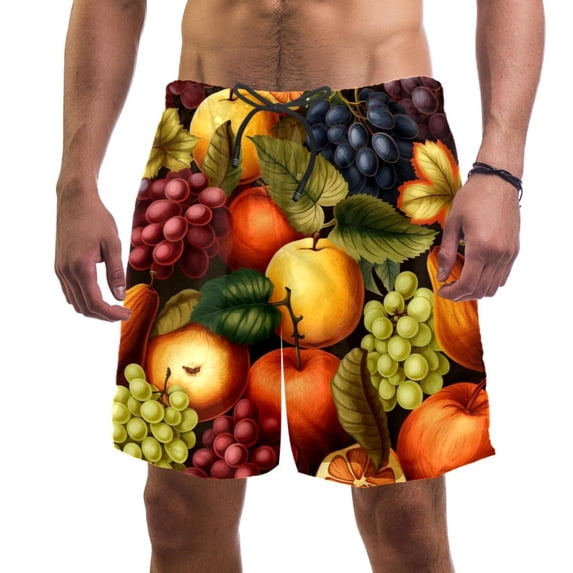 luoweisi Men's Beach Shorts Quick Dry Swim Trunks with Mesh Lining Fruit 2XL