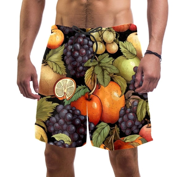 luoweisi Men's Beach Shorts Quick Dry Swim Trunks with Mesh Lining Fruit 2XL