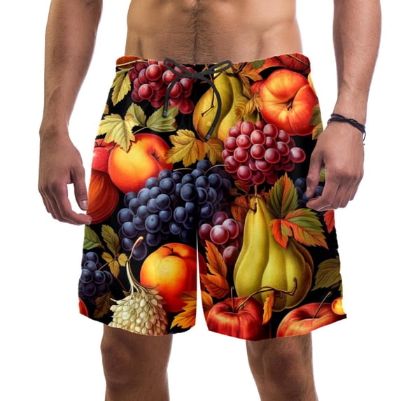 luoweisi Men's Beach Shorts Quick Dry Swim Trunks with Mesh Lining Fruit L
