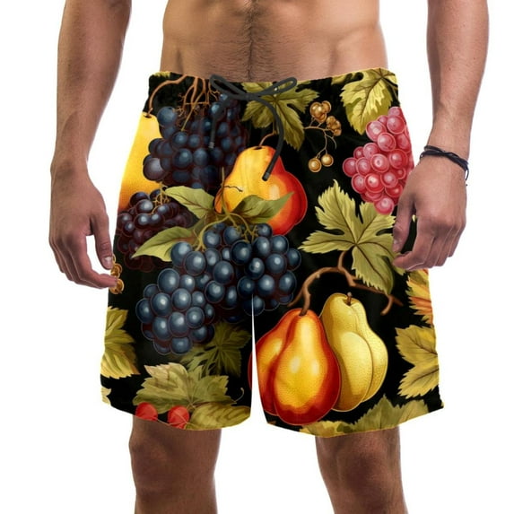 luoweisi Men's Beach Shorts Quick Dry Swim Trunks with Mesh Lining Fruit L