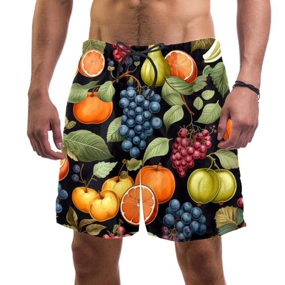 luoweisi Men's Beach Shorts Quick Dry Swim Trunks with Mesh Lining Fruit L