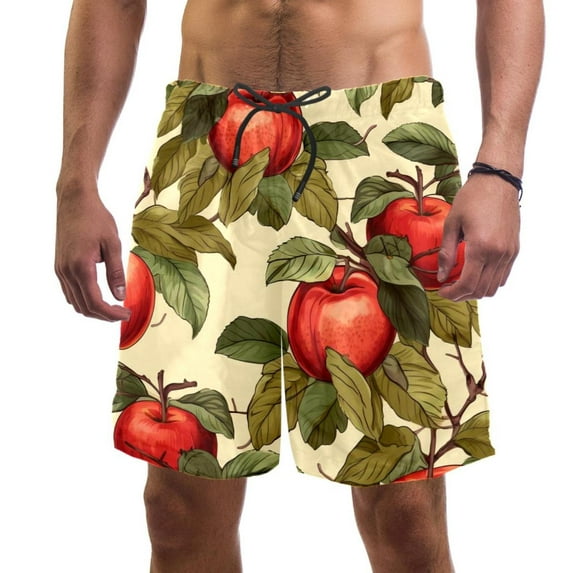 luoweisi Men's Beach Shorts Quick Dry Swim Trunks with Mesh Lining Fruit L