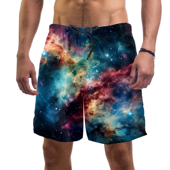 luoweisi Men's Beach Shorts Quick Dry Swim Trunks with Mesh Lining Galaxy 2XL