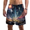 thumbnail image 1 of luoweisi Men's Beach Shorts Quick Dry Swim Trunks with Mesh Lining Galaxy L, 1 of 5