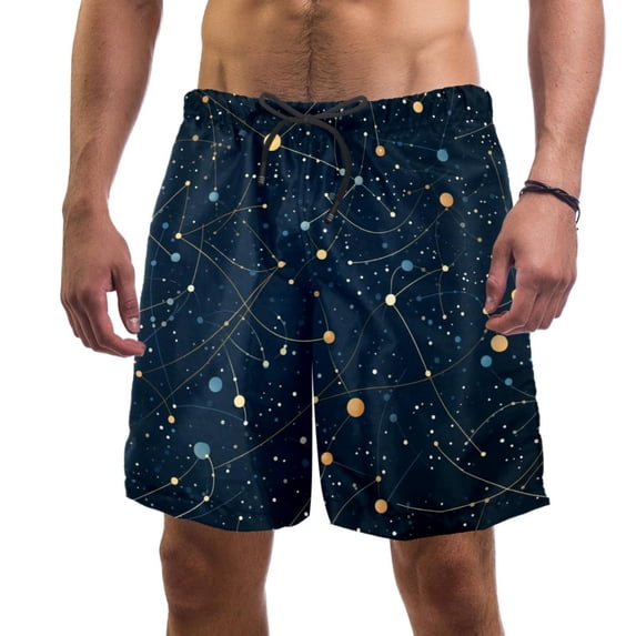 luoweisi Men's Beach Shorts Quick Dry Swim Trunks with Mesh Lining Galaxy Planet L