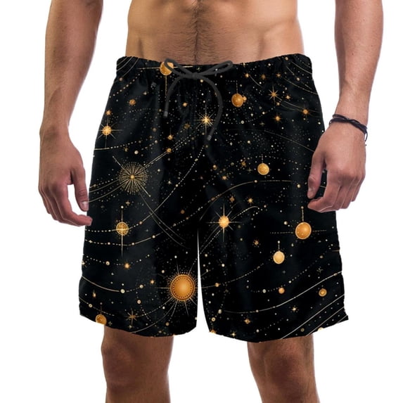 luoweisi Men's Beach Shorts Quick Dry Swim Trunks with Mesh Lining Galaxy Planet XL