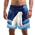thumbnail image 1 of luoweisi Men's Beach Shorts Quick Dry Swim Trunks with Mesh Lining Galaxy Polar Bear M, 1 of 5