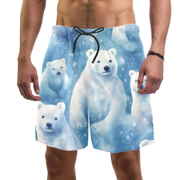 luoweisi Men's Beach Shorts Quick Dry Swim Trunks with Mesh Lining Galaxy Polar Bear M