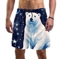 thumbnail image 1 of luoweisi Men's Beach Shorts Quick Dry Swim Trunks with Mesh Lining Galaxy Polar Bear S, 1 of 5