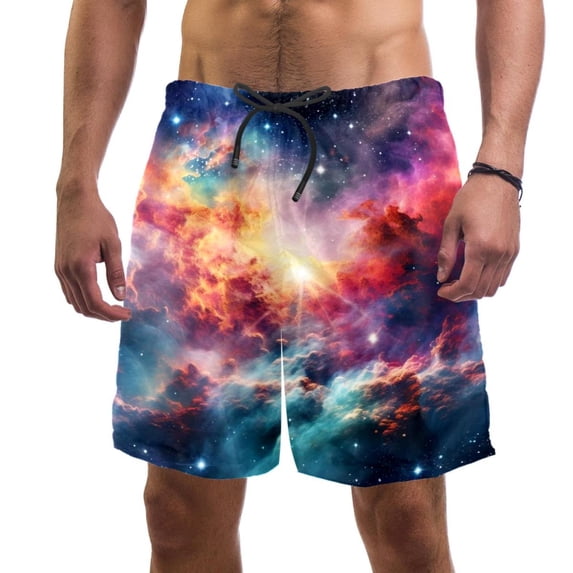 luoweisi Men's Beach Shorts Quick Dry Swim Trunks with Mesh Lining Galaxy S