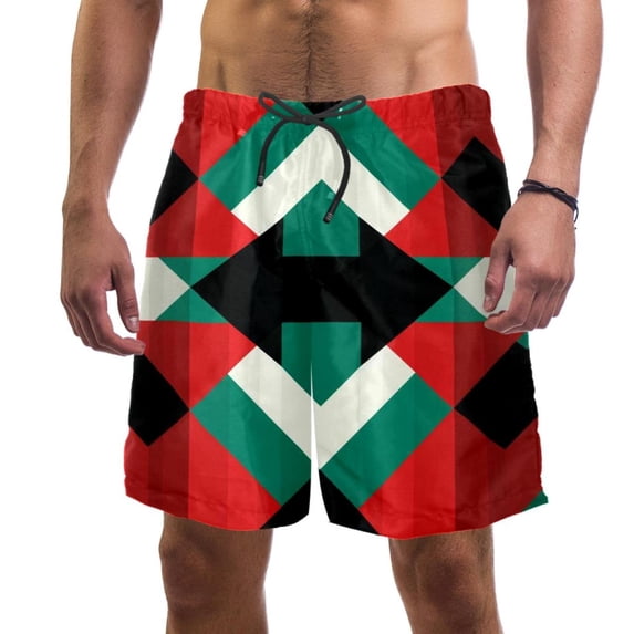 luoweisi Men's Beach Shorts Quick Dry Swim Trunks with Mesh Lining Geometry L