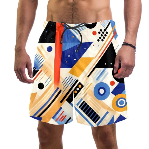 luoweisi Men's Beach Shorts Quick Dry Swim Trunks with Mesh Lining Geometry L